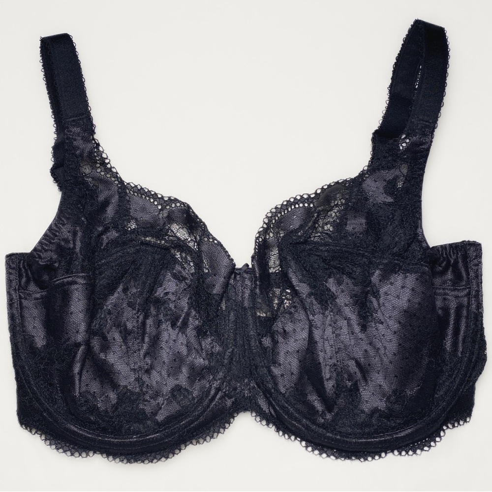 32J PANACHE Clara Side Support Bra Charcoal/Black Underwire Unlined Lace